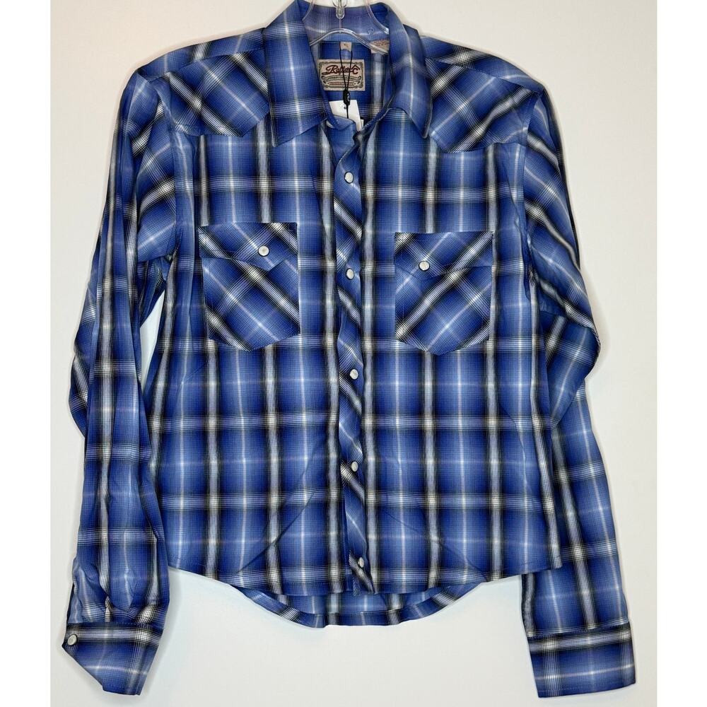 NWT Women's Rafter C Cowboy Collection Women's Plaid Pearl Snap Shirt XL
